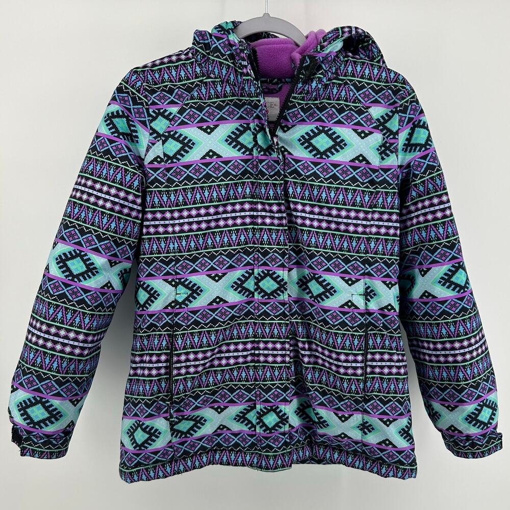 The Children's Place 3 in 1 Winter Snow Coat Aztec Teal Purple Fleece Girl XXL